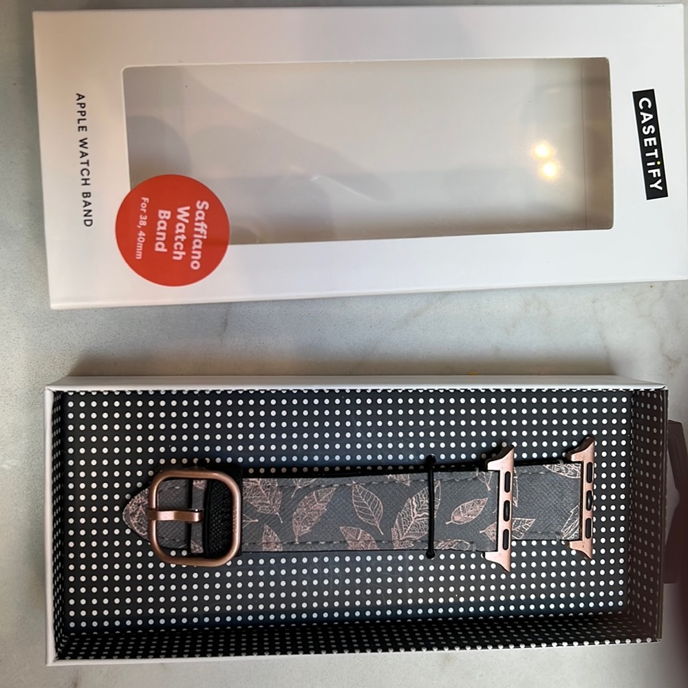 Casetify watchband gold leaf pattern for Apple Watch.